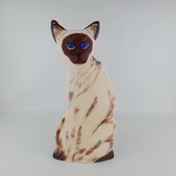 Rescue Me Now Other - Cats By Nina Siamese Ceramic Vase Tall Blue Eyes